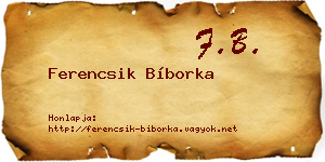 Ferencsik Bíborka névjegykártya